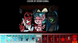 Size: 10840x5976 | Tagged: safe, derpibooru import, cozy glow, lord tirek, queen chrysalis, centaur, changeling, pegasus, pony, taur, female, filly, foal, image, karma, male, png