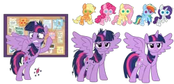 Size: 4359x2109 | Tagged: safe, artist:friendshipizfucked, derpibooru import, applejack, fluttershy, pinkie pie, rainbow dash, rarity, twilight sparkle, twilight sparkle (alicorn), alicorn, pony, corkboard, doll, image, mane six, png, simple background, toy, transparent background