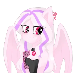 Size: 2000x2000 | Tagged: safe, artist:oniiponii, derpibooru import, oc, unofficial characters only, anthro, bat pony, pony, bat pony oc, bat wings, bust, clothes, eyelashes, female, fishnets, image, mare, png, simple background, smiling, solo, transparent background, wings