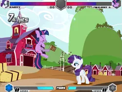 Size: 635x479 | Tagged: safe, derpibooru import, rarity, twilight sparkle, fighting is magic, image, png, roots, roots edition, sweet apple acres