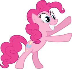 Size: 2327x2223 | Tagged: safe, artist:shutterflyyay, derpibooru import, pinkie pie, earth pony, pony, bipedal, female, grin, image, mare, png, simple background, smiling, solo, transparent background, vector
