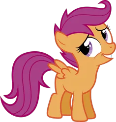 Size: 2000x2115 | Tagged: safe, artist:shutterflyyay, derpibooru import, scootaloo, pegasus, pony, blank flank, female, filly, foal, head tilt, image, png, simple background, solo, transparent background, vector