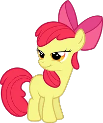 Size: 2000x2381 | Tagged: safe, artist:shutterflyyay, derpibooru import, apple bloom, earth pony, pony, blank flank, determined look, female, filly, foal, image, png, simple background, smiling, smirk, solo, transparent background, turned head, vector