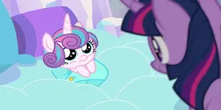 Size: 1384x692 | Tagged: safe, artist:cloudy glow, derpibooru import, edit, edited screencap, editor:incredibubbleirishguy, screencap, princess flurry heart, twilight sparkle, twilight sparkle (alicorn), alicorn, pony, the crystalling, aunt and niece, auntie twilight, awake, baby, baby alicorn, baby pony, cute, cutest pony alive, cutest pony ever, eyes open, flurrybetes, image, looking up, png
