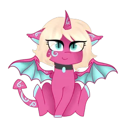 Size: 2000x2000 | Tagged: safe, artist:oniiponii, derpibooru import, oc, unofficial characters only, alicorn, bat pony, bat pony alicorn, pony, bat pony oc, bat wings, choker, eye clipping through hair, eyelashes, female, horn, image, mare, png, smiling, solo, spread wings, wings