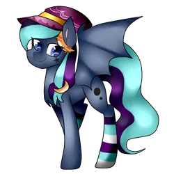 Size: 2000x2000 | Tagged: safe, artist:oniiponii, derpibooru import, oc, unofficial characters only, bat pony, pony, bat pony oc, bat wings, clothes, female, hat, image, mare, png, simple background, smiling, socks, solo, striped socks, transparent background, wings