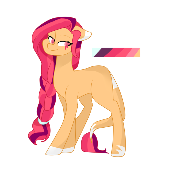 Size: 2000x2000 | Tagged: safe, artist:oniiponii, derpibooru import, oc, unofficial characters only, earth pony, pony, braid, colored hooves, concave belly, earth pony oc, eyelashes, female, image, mare, png, simple background, smiling, solo, transparent background