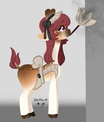 Size: 659x775 | Tagged: safe, artist:sillyhorse, derpibooru import, oc, oc:raffy, unofficial characters only, giraffe, apron, cleaning, clothes, image, maid, maid headdress, png, purple eyes, solo