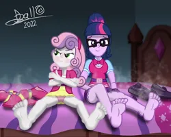 Size: 600x479 | Tagged: suggestive, artist:tidmouthmilk12, ponerpics import, ponybooru import, sweetie belle, twilight sparkle, equestria girls, feet, female, fetish, foot fetish, image, png