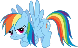 Size: 2375x1455 | Tagged: safe, artist:shutterflyyay, derpibooru import, rainbow dash, pegasus, pony, crossed hooves, female, grumpy, grumpy dash, image, mare, png, simple background, solo, spread wings, transparent background, vector, wings