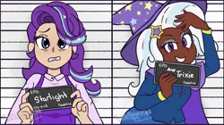 Size: 2357x1321 | Tagged: safe, artist:paris7500, artist:pumpkinspice751, derpibooru import, starlight glimmer, trixie, human, barbie, blackwashing, female, humanized, image, jpeg, lesbian, meme, reference, shipping, startrix