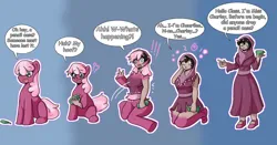 Size: 1232x648 | Tagged: safe, artist:quickcast, derpibooru import, cheerilee, human, arabic, commission, human coloration, humanized, image, jpeg, natural hair color, pony to human, transformation, transformation sequence
