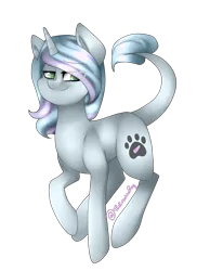 Size: 788x1015 | Tagged: safe, artist:oniiponii, derpibooru import, oc, unofficial characters only, pony, unicorn, female, horn, image, mare, paw prints, png, signature, simple background, solo, transparent background, unicorn oc