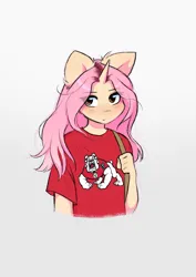 Size: 2480x3508 | Tagged: safe, artist:katputze, derpibooru import, oc, oc:crimson sunset, unofficial characters only, anthro, pony, unicorn, dyed mane, eye clipping through hair, female, gray background, image, jpeg, mare, simple background, solo