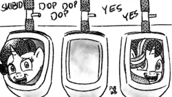 Size: 1200x675 | Tagged: safe, artist:pony-berserker, derpibooru import, rarity, starlight glimmer, but why, image, meme, meme reference, png, ponified meme, pony-berserker's twitter sketches, pony-berserker's twitter sketches (2023), skibidi toilet, toilet, trash, urinal
