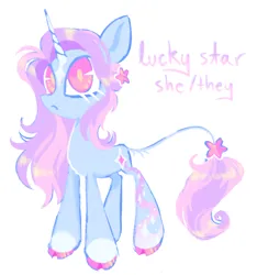 Size: 1844x1972 | Tagged: safe, artist:webkinzworldz, derpibooru import, oc, oc:lucky star, unofficial characters only, pony, unicorn, horn, image, leonine tail, magical lesbian spawn, name, offspring, parent:trixie, parent:twilight sparkle, parents:twixie, png, pronouns, simple background, solo, tail, unicorn oc, white background