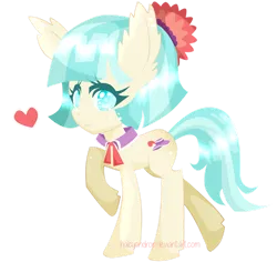 Size: 1024x1004 | Tagged: safe, artist:halcyondrop, derpibooru import, coco pommel, earth pony, pony, big ears, chibi, clothes, ear fluff, female, full body, heart, image, impossibly large ears, mare, png, raised hoof, simple background, solo, transparent background, walking