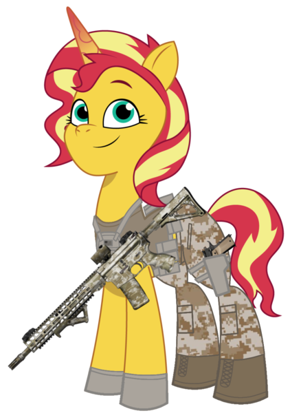 Size: 875x1200 | Tagged: safe, artist:edy_january, artist:prixy05, derpibooru import, edit, vector edit, sunset shimmer, pony, unicorn, g5, my little pony: tell your tale, armor, body armor, call of duty, call of duty: modern warfare 2, camouflage, clothes, equipment, g4, g4 to g5, gears, generation leap, gun, handgun, image, m1911, m4, m4a1, marine, marines, military, military pony, pistol, png, simple background, soldier, soldier pony, solo, special forces, tactical gears, tactical pony, tanktop, transparent background, united states, vector, vest, weapon