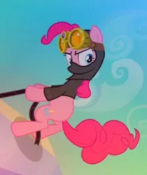 Size: 516x612 | Tagged: safe, derpibooru import, edit, pinkie pie, earth pony, pony, the crystal empire, goggles, image, jpeg, ninja, pinkie spy, rope