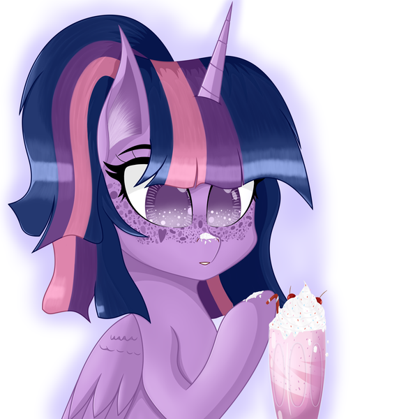 Size: 3240x3340 | Tagged: safe, artist:krymak, derpibooru import, twilight sparkle, twilight sparkle (alicorn), alicorn, drink, image, milkshake, png, simple background