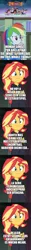 Size: 500x4067 | Tagged: safe, derpibooru import, edit, edited screencap, editor:lord you know who, screencap, rainbow dash, sunset shimmer, equestria girls, equestria girls series, argentina, comic, human sunset, image, oye primos, png, primos, screencap comic, spanish, the casagrandes, translated in the description