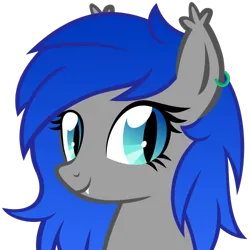 Size: 500x500 | Tagged: safe, artist:the smiling pony, derpibooru import, oc, oc:aquamarine midnights, unofficial characters only, bat pony, pony, .svg available, bust, ear piercing, earring, image, jewelry, looking at you, piercing, png, simple background, smiling, solo, transparent background, vector