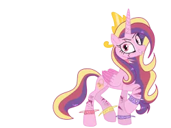 Size: 1366x1024 | Tagged: semi-grimdark, artist:mlpcartel, derpibooru import, oc, oc:princess pride, choker, collar, eye scar, facial scar, fanart, gift art, image, not cadance, png, scar