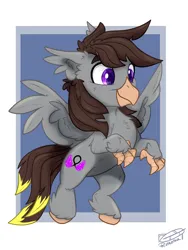 Size: 1200x1600 | Tagged: safe, artist:rutkotka, derpibooru import, oc, oc:luxor, classical hippogriff, hippogriff, commission, flying, image, png, smiling, ych result