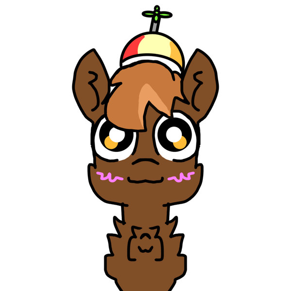 Size: 1000x1000 | Tagged: safe, artist:sweetsterty, derpibooru import, button mash, earth pony, pony, blushing, buttonbetes, chest fluff, colt, cute, foal, hat, image, male, png, propeller hat