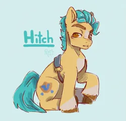 Size: 2327x2226 | Tagged: safe, artist:permafox, derpibooru import, hitch trailblazer, earth pony, g5, image, looking back, png, raised hoof, serious, serious face, sketch, solo