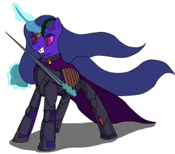 Size: 2386x2107 | Tagged: safe, artist:timejumper, derpibooru import, oc, oc:shanalotte, unofficial characters only, earth pony, unicorn, armor, image, knight, lord of the rings, morgul blade, nightmarified, png, sword, weapon