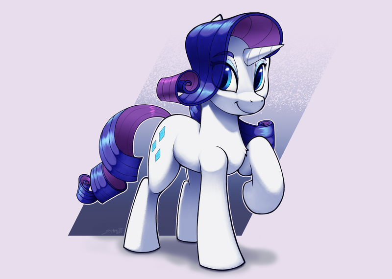 Size: 2500x1780 | Tagged: safe, artist:silverhopexiii, derpibooru import, rarity, pony, unicorn, abstract background, female, image, looking at you, mare, png, raised hoof, simple background, smiling, smiling at you, solo