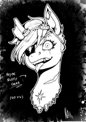 Size: 1446x2039 | Tagged: safe, artist:natt333, derpibooru import, oc, oc:rusty gear, earth pony, pony, image, monochrome, png, solo