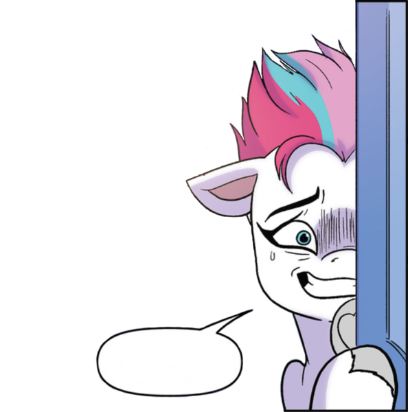 Size: 713x720 | Tagged: safe, derpibooru import, edit, idw, zipp storm, pegasus, g5, spoiler:g5comic16, door, image, meme, meme template, nervous, png, template