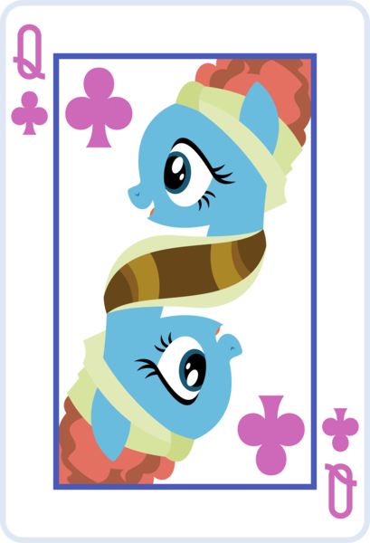 Size: 2000x2936 | Tagged: safe, artist:parclytaxel, derpibooru import, part of a set, meadowbrook, earth pony, pony, female, image, lineless, mare, open mouth, open smile, playing card, png, queen of clubs, rotational symmetry, smiling, solo, vector