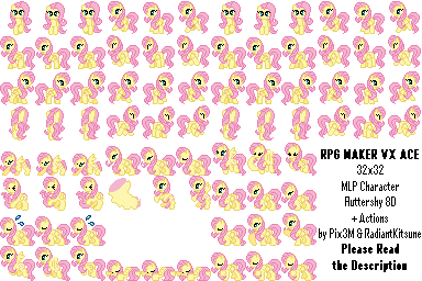 Size: 384x256 | Tagged: safe, artist:dshou, artist:pix3m, derpibooru import, fluttershy, pegasus, pony, boop, carrying, cowering, eyes closed, female, flying, image, mare, pixel art, png, pose, punch, raised hoof, rpg maker, rpg maker vx ace, sigh, simple background, slap, sleeping, sprite, sprite sheet, sweat, sweatdrops, transparent background, walking