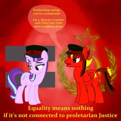 Size: 2000x2000 | Tagged: safe, artist:bravegunner, derpibooru import, starlight glimmer, earth pony, pony, unicorn, communism, comparison, g4, image, know the difference, marxism, png, ponifiep, socialism, soviet