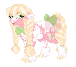 Size: 3057x2700 | Tagged: safe, artist:gigason, derpibooru import, oc, oc:sunlight, earth pony, pony, bow, female, image, magical lesbian spawn, mare, offspring, parent:applejack, parent:sunshine smiles, png, simple background, solo, tail, tail bow, tongue out, transparent background
