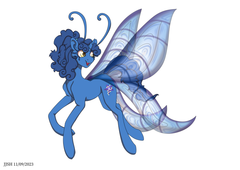 Size: 4093x2894 | Tagged: safe, artist:jjs, derpibooru import, oc, oc:nighttime wishes, unofficial characters only, breezie, pony, unicorn, antennae, breezie oc, breeziefied, female, horn, image, mare, png, simple background, solo, species swap, transparent background, unicorn oc, wings