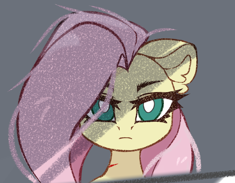 Size: 2857x2226 | Tagged: safe, artist:jfrxd, derpibooru import, mean fluttershy, pegasus, pony, the mean 6, clone, gray background, image, png, simple background, solo, white pupils