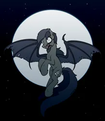Size: 3109x3571 | Tagged: semi-grimdark, artist:superderpybot, ponerpics import, oc, oc:echo, unofficial characters only, bat pony, pony, bat wings, blood, fangs, female, image, mare, moon, night, night sky, png, shrunken pupils, sketch, sky, snarling, solo, wings