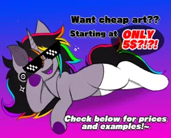 Size: 790x634 | Tagged: safe, artist:woofpoods, derpibooru import, oc, oc:strobestress, unicorn, advertisement, advertisement in description, advertising, commission, commission info, commissions open, image, png, sexy, solo
