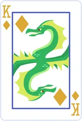 Size: 2000x2936 | Tagged: safe, artist:parclytaxel, derpibooru import, part of a set, dragon, female, flare (character), greenblight, image, king of diamonds, lineless, playing card, png, rotational symmetry, solo, vector