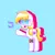 Size: 2048x2048 | Tagged: safe, artist:aryannespetfemboy, edit, editor:strifesnout, oc, oc:aryanne, pony, armband, blonde, blonde mane, blonde tail, blue eyes, caption, cute, female, filly, foal, image, nazi, nazi armband, open mouth, png, raised hoof, raised leg, sieg heil, swastika, text