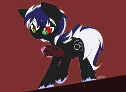 Size: 3900x2850 | Tagged: safe, artist:dshou, derpibooru import, oc, oc:infinite scratch, unofficial characters only, earth pony, pony, black coat, bodypaint, earth pony oc, glasses, high res, image, looking at you, pince-nez, png, red eyes, simple background, solo, standing on two hooves, unshorn fetlocks