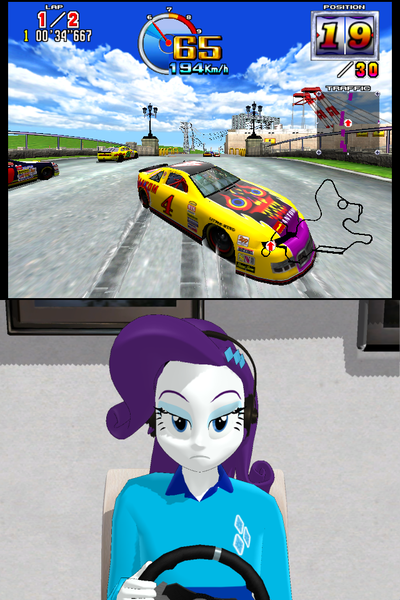 Size: 640x960 | Tagged: safe, artist:ardoplasma41, artist:creatorofpony, derpibooru import, rarity, equestria girls, 3d, clothes, daytona usa, daytona usa 2, frown, gamer rarity, headphones, image, mmd, phantom full force, png, polo shirt, shirt