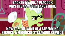 Size: 888x499 | Tagged: safe, derpibooru import, edit, edited screencap, editor:quoterific, screencap, granny smith, where the apple lies, back in my day, caption, image, image macro, jpeg, solo, text