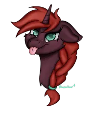 Size: 1620x2160 | Tagged: safe, artist:ohneechan, derpibooru import, oc, oc:rusty wrenches, unofficial characters only, unicorn, braid, hairband, horn, image, png, profile picture, simple background, smiling, tongue out, transparent background, unicorn oc