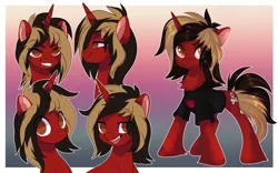 Size: 4000x2500 | Tagged: safe, artist:xvostik, derpibooru import, ponified, pony, unicorn, all time low, bust, chest fluff, clothes, commission, dyed mane, dyed tail, eye clipping through hair, eyebrows, eyebrows visible through hair, facial expressions, fangs, grin, hair over one eye, horn, image, jack barakat, lidded eyes, looking at you, male, open mouth, open smile, png, shirt, smiling, smug, solo, stallion, standing, t-shirt, tail, unshorn fetlocks, ych result