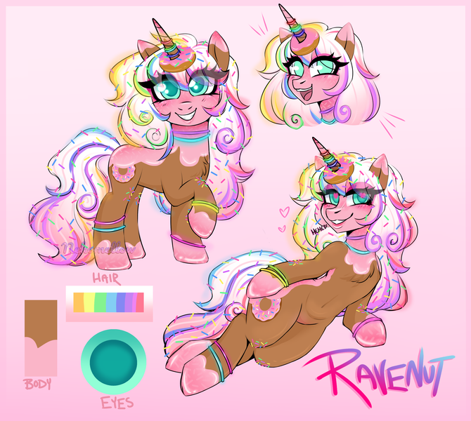 Size: 3597x3219 | Tagged: safe, artist:nekomellow, derpibooru import, oc, oc:donut daydream, pony, unicorn, commission, image, pastel, png, rainbow, rave, solo